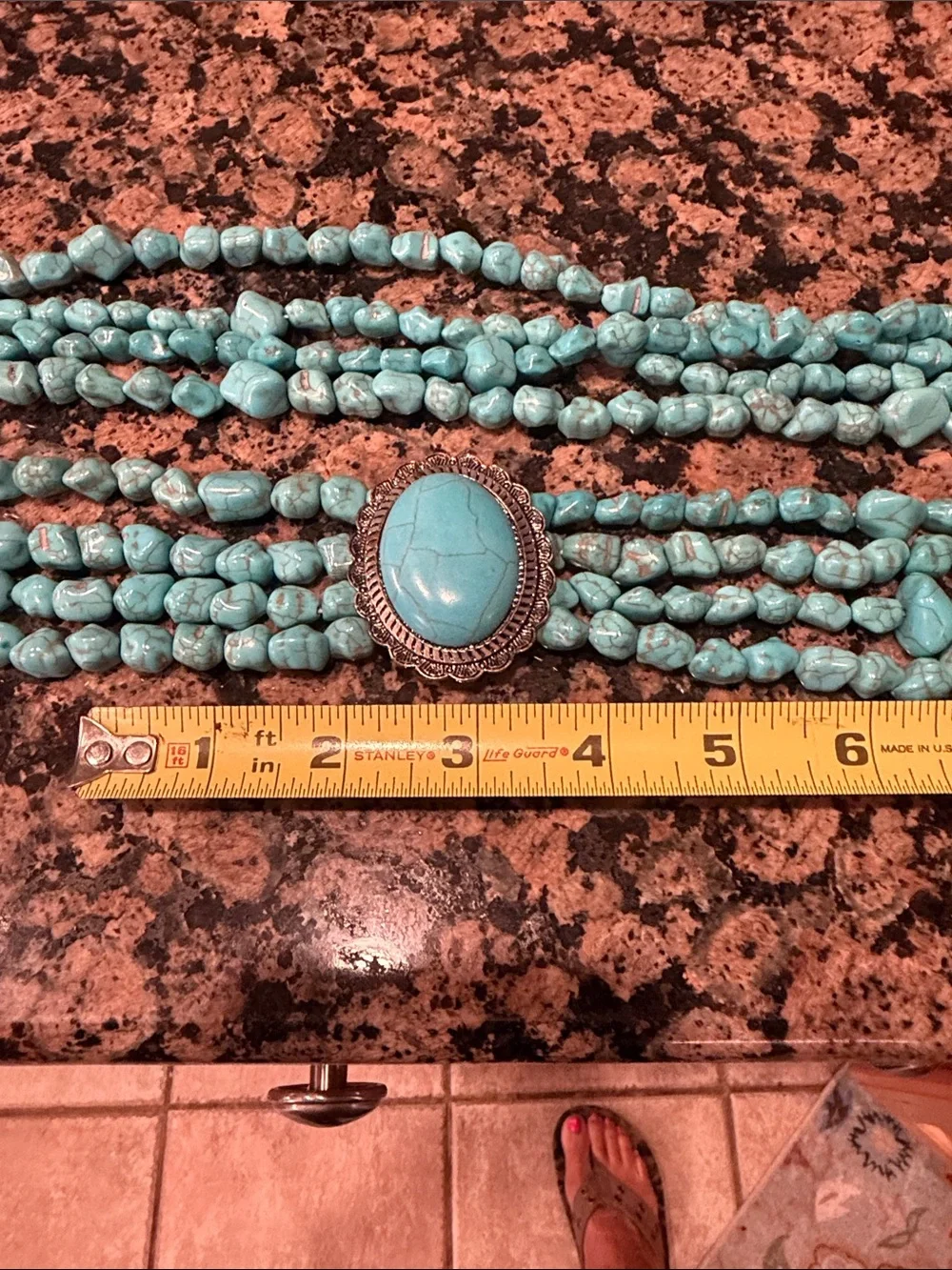 Turquoise Multi-Strand Stone Necklace - Blue